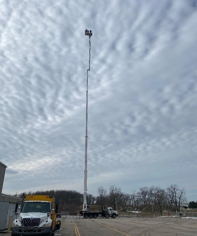 Bronto truck mounted aerial makes line work safer and more productive for Indiana utility